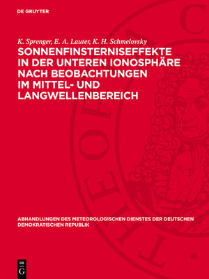cover image of Sonnenfinsterniseffekte in der unteren Ionosphäre nach Beobachtungen im Mittel- und Langwellenbereich